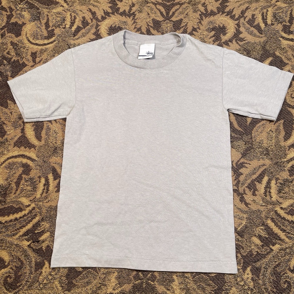 Vtg 90s Stussy Shirt Kids Size Small Gray Blank Made In USA Single Stitch